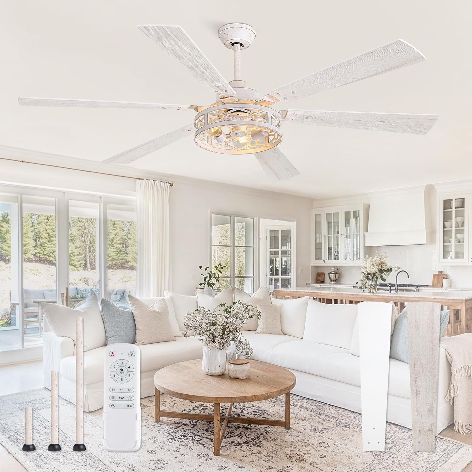 65 Inch Ceiling Fan with Lights for Large Living Spaces