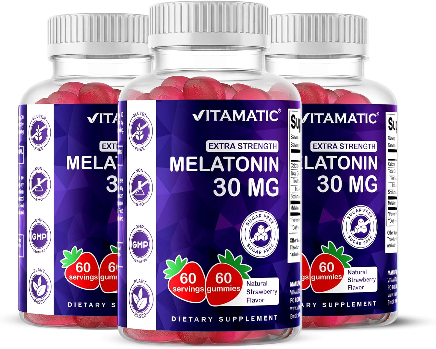 Vitamatic Sugar Free Melatonin Gummies - 30mg for Sleep Support