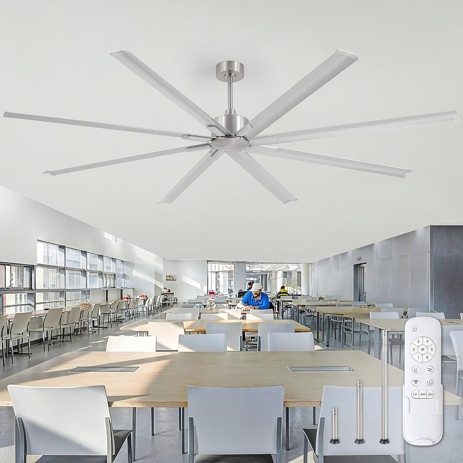 ZMISHIBO 96 Inch Ceiling Fan No Light for Large Spaces