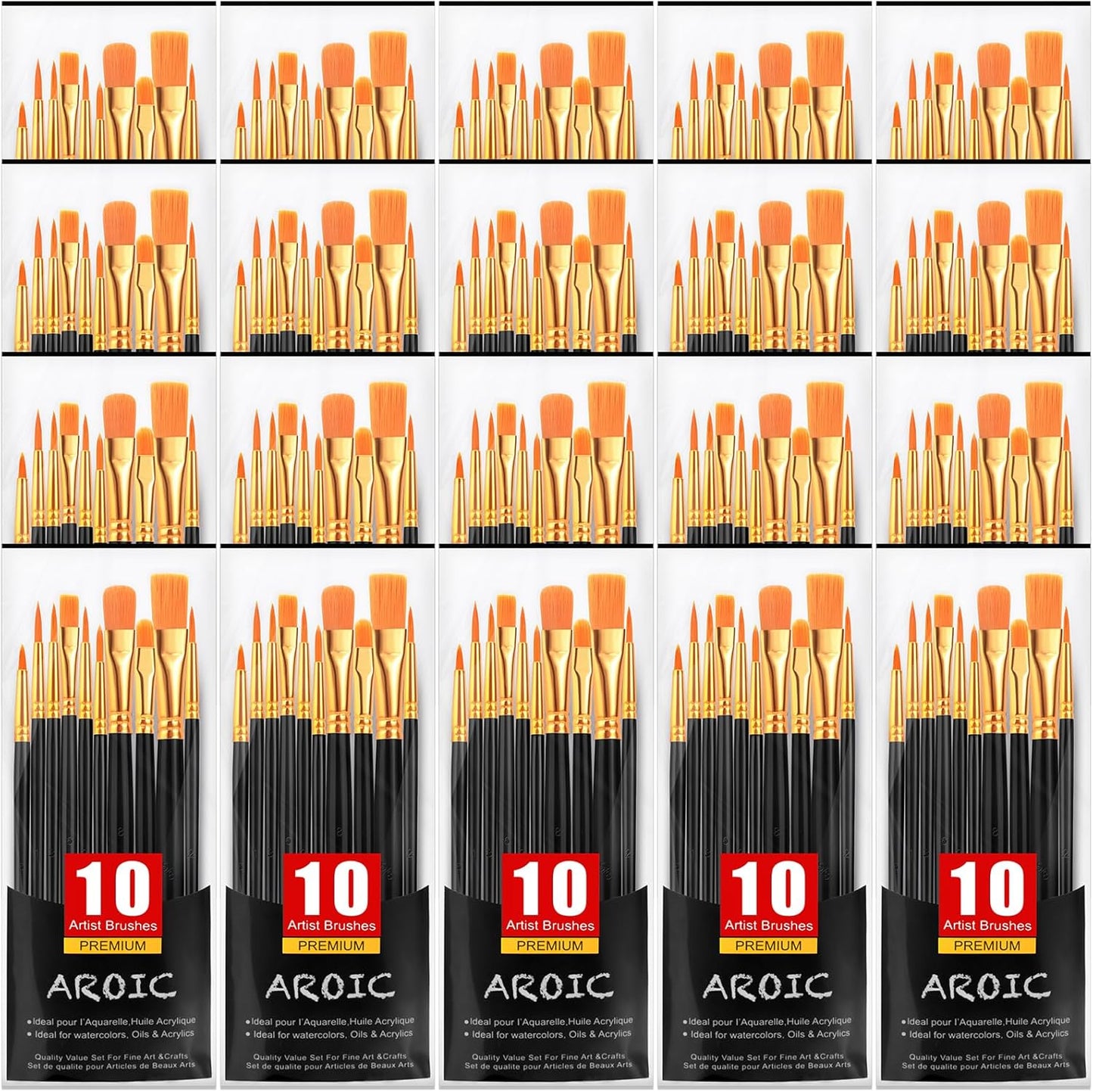 Acrylic Paint Brush Set with 20 Packs of Nylon Hair Brushes