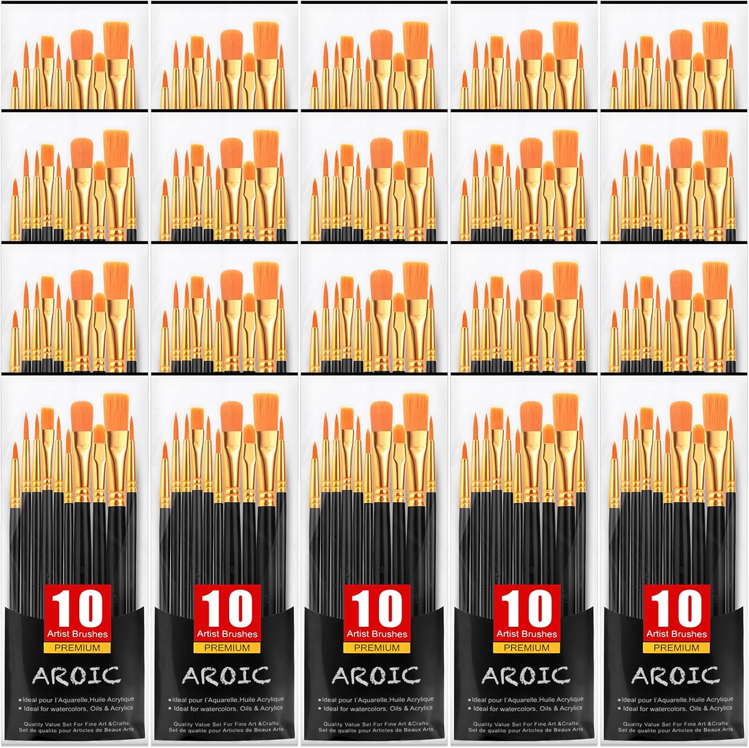 Acrylic Paint Brush Set with 20 Packs of Nylon Hair Brushes