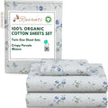100% Organic Cotton Twin Sheets Percale Weave - Deep Pocket 15in