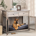 LEMBERI 44 Inch Large Dog Crate Furniture with Storage Drawers