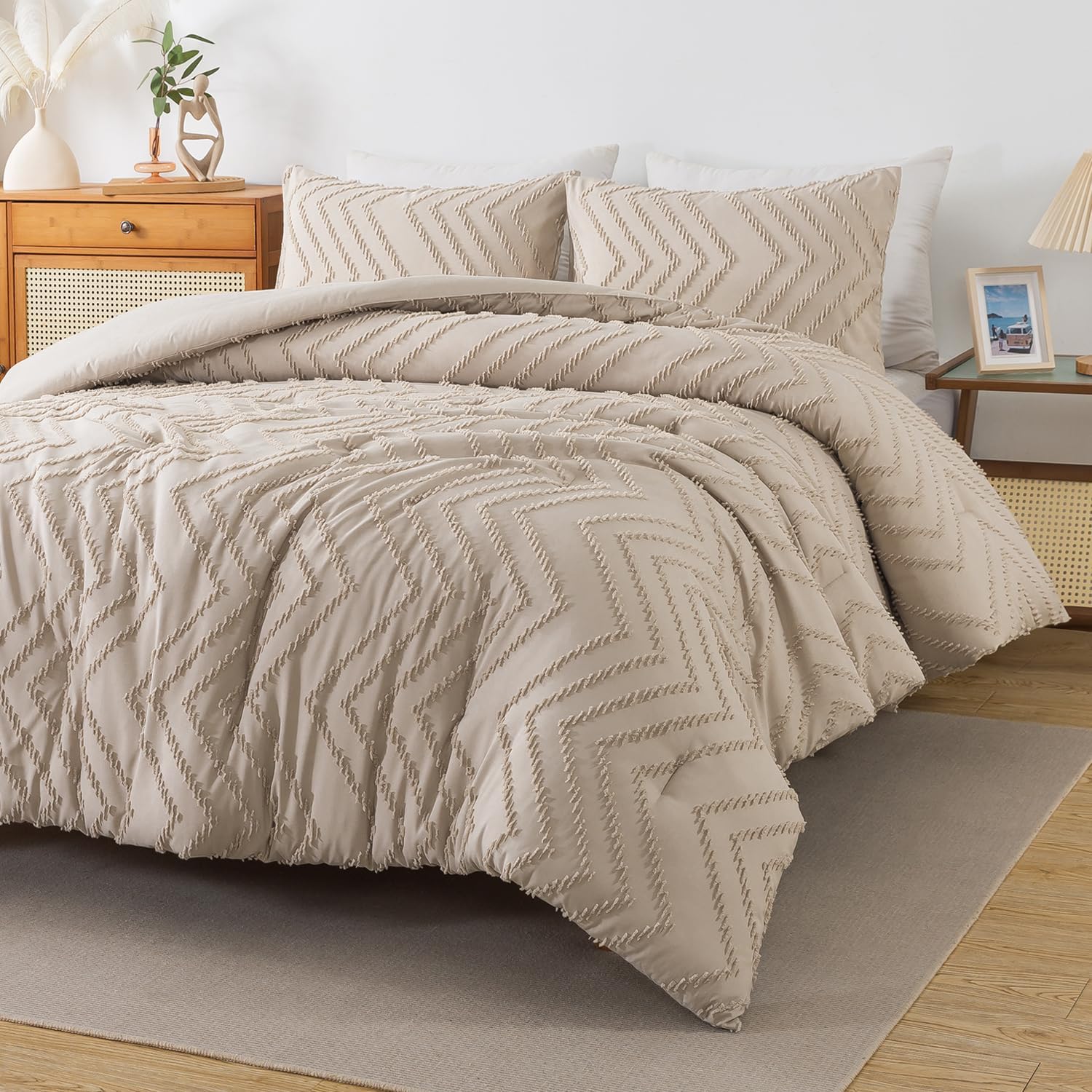 Andency Khaki Oversized King Comforter Set for Cozy Bedrooms