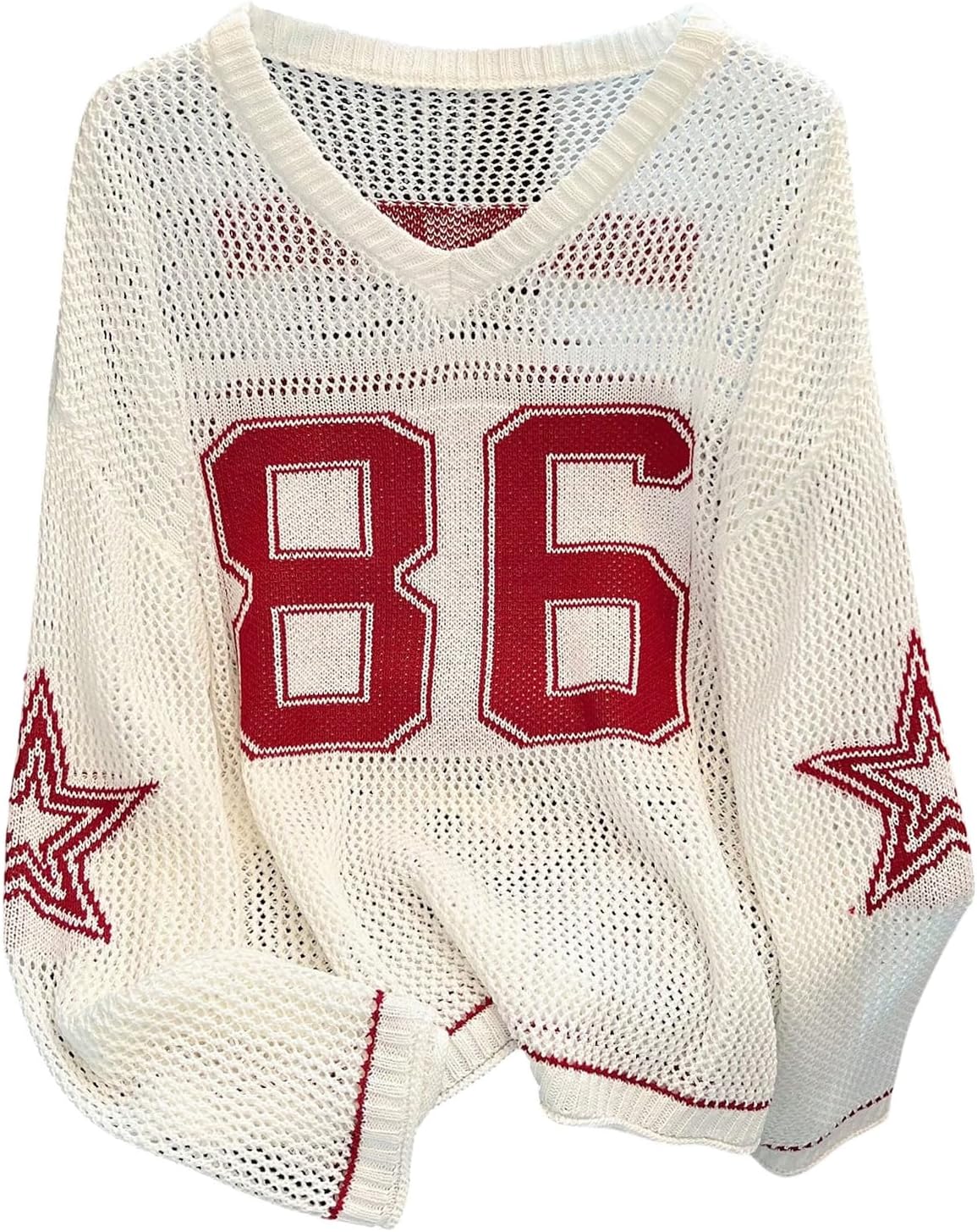 Oversized Crochet Jersey Shirts for Trendy Y2K Style