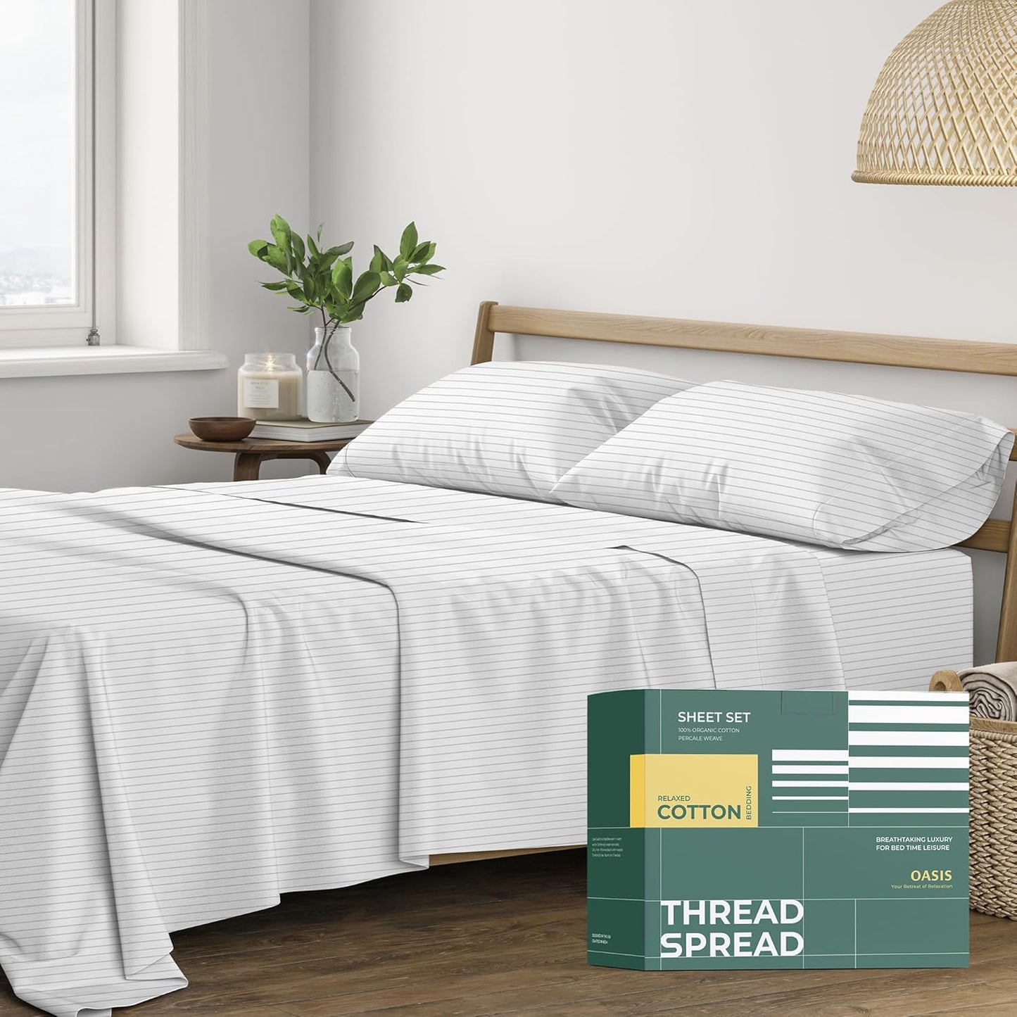 100% Organic Cotton Percale Sheets Full Size - Light Grey Set
