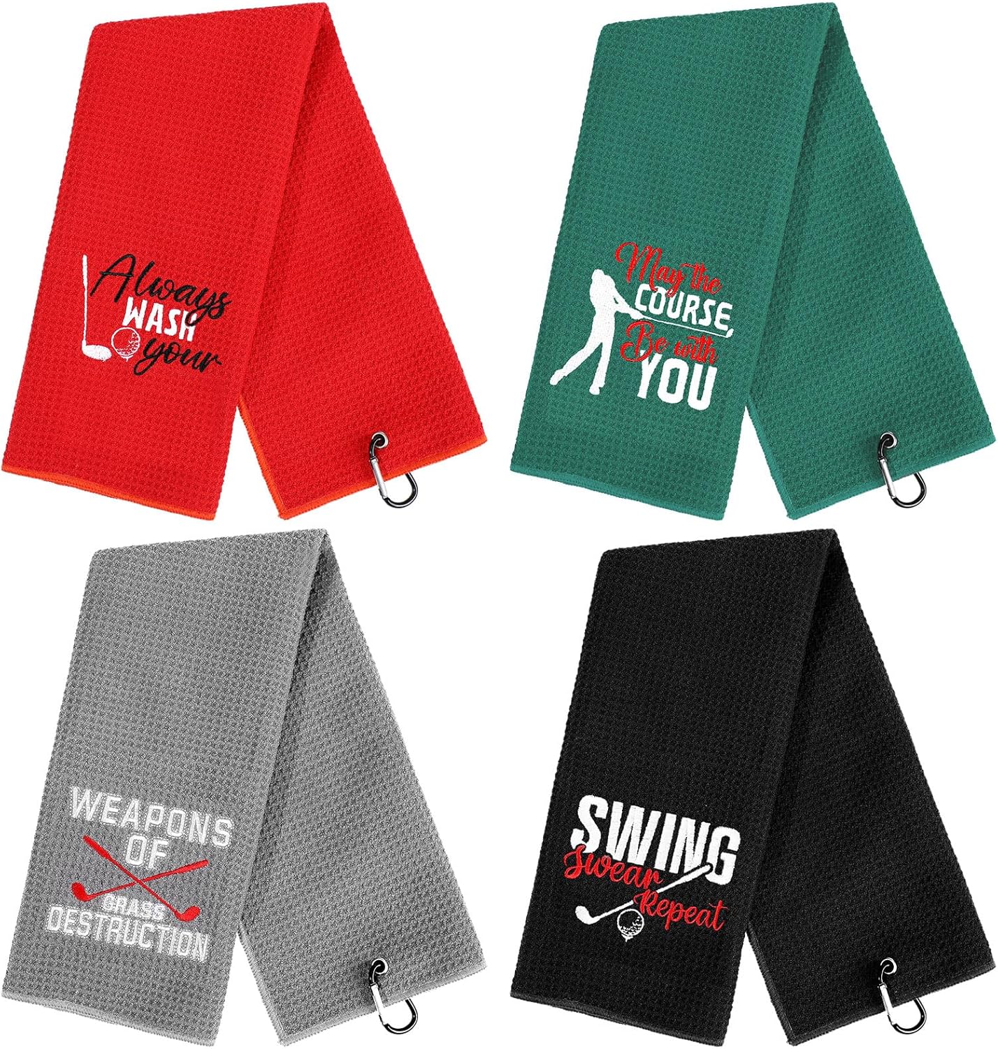 Hosuly Embroidered Golf Towels Set - Perfect Golfbag Companion!