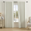 DUALIFE Natural Birch Linen Curtains 84 in - Room Darkening Panels