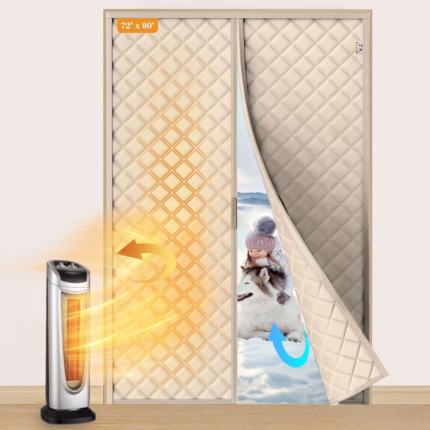 Yotache Magnetic Thermal Insulated Door Curtain for 72x80 in Doors