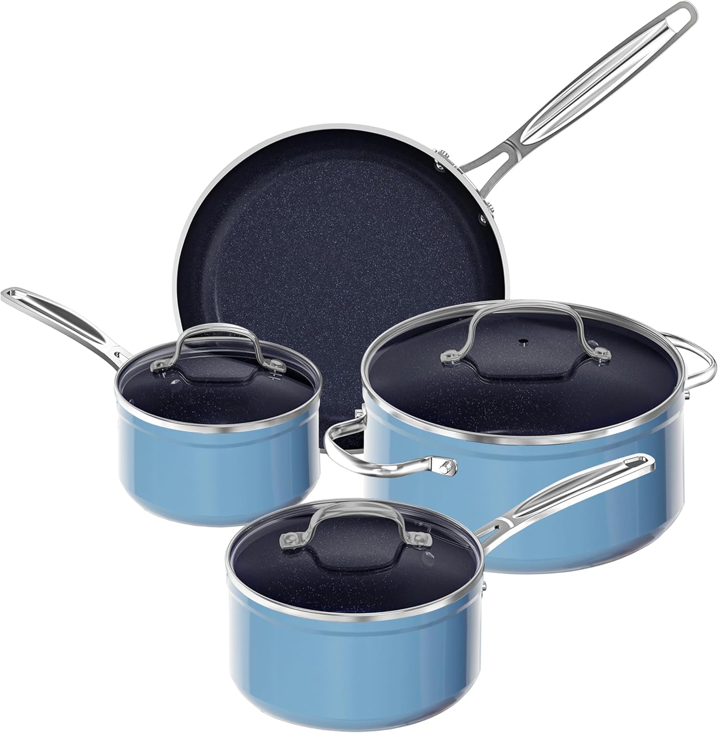 Nuwave 7pc Cookware Set with Healthy Duralon Blue Ceramic Coating
