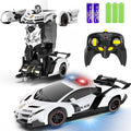 Remote Control Transforming Police Car Toy - One Button RC Robot