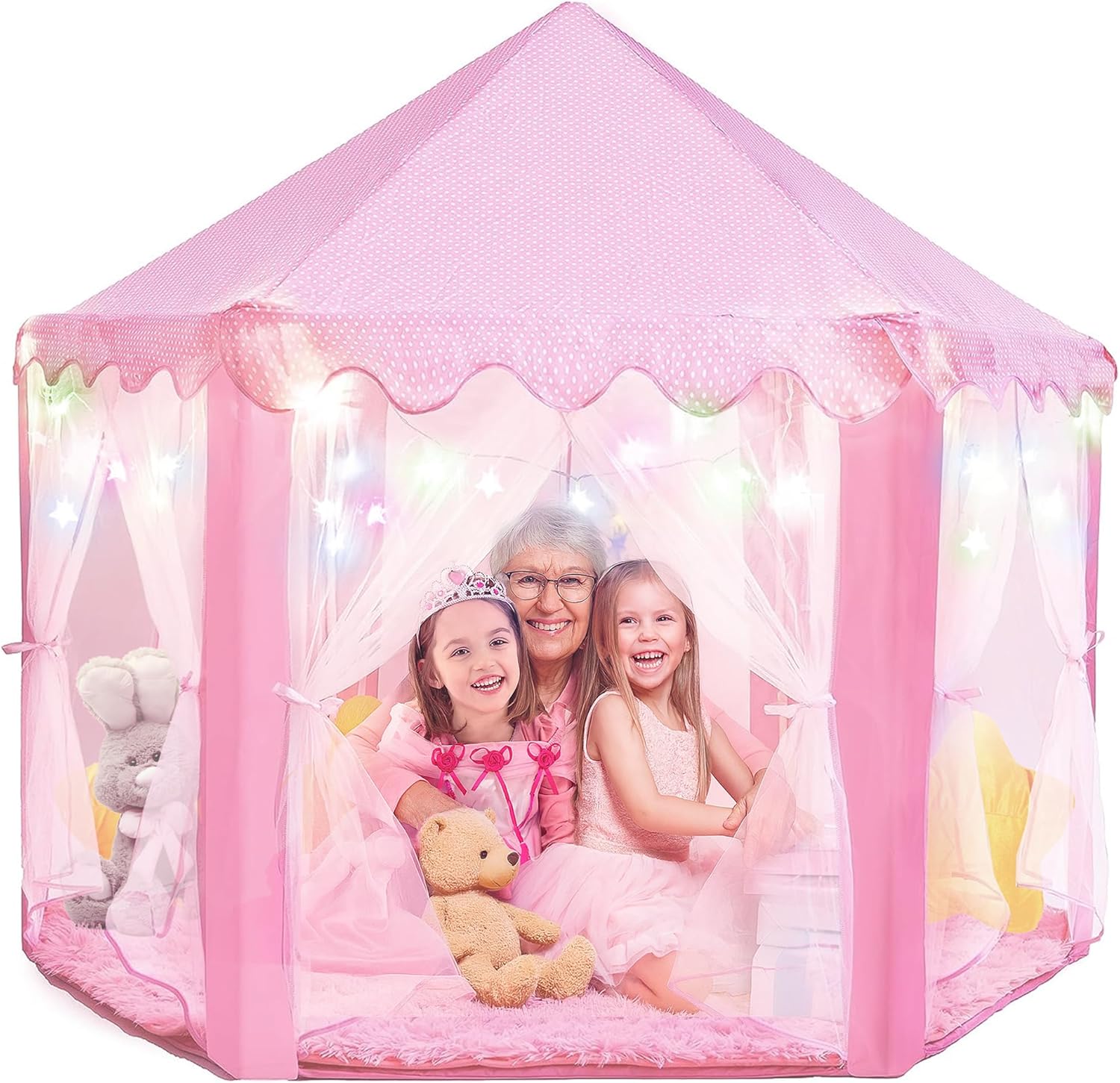PLAYVIBE Princess Tent - Enchanting Indoor Playhouse for Kids