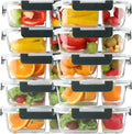 Glass Meal Prep Containers 10 Pack 30 oz 2 Compartments - Airtight Set