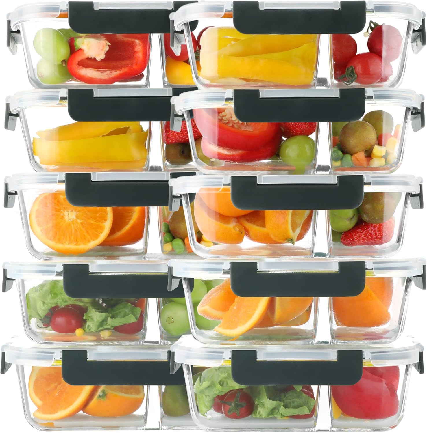 10 Pack 30 oz Glass Meal Prep Containers with Airtight Lids
