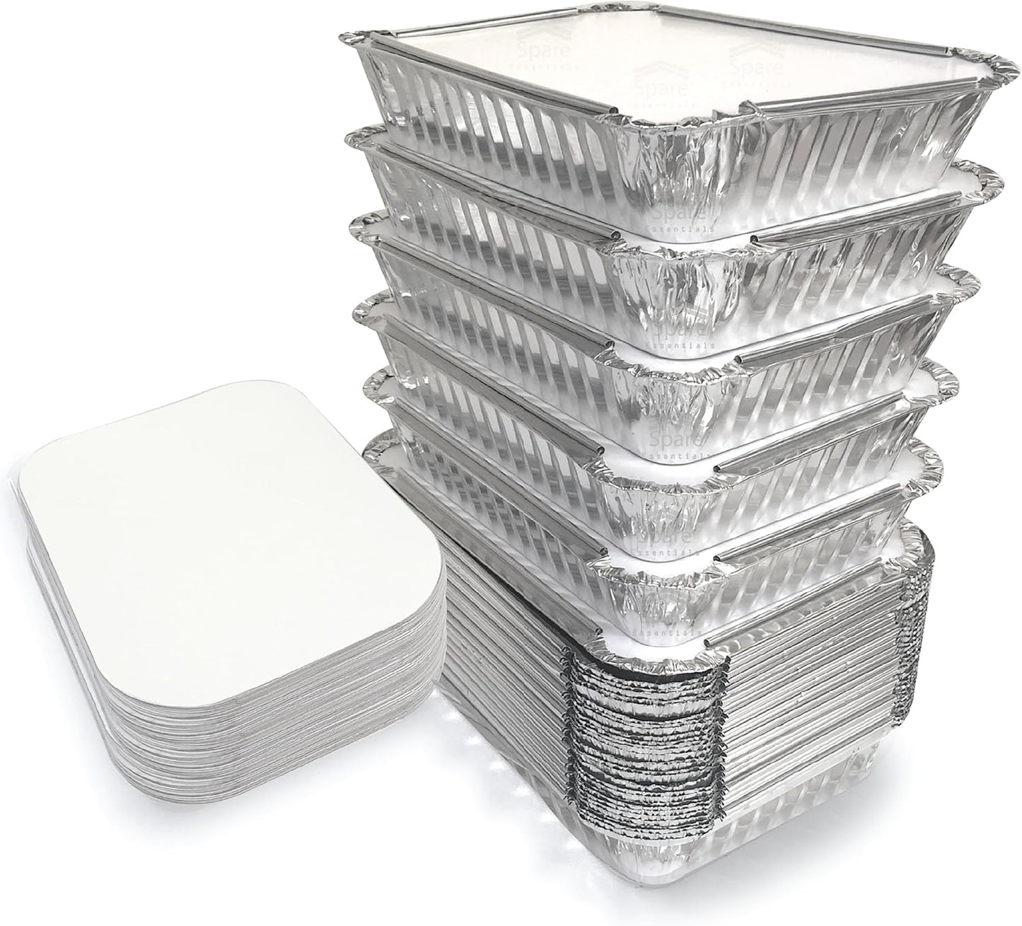 Spare Essentials Aluminum Pans 110 Pack for Meal Prep & Storage