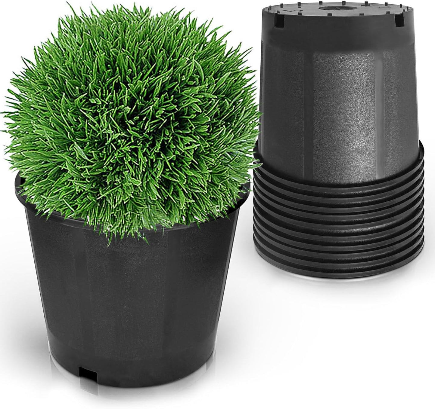 10 Pack 3.1 Gallon Round Planter Nursery Pots for All Plants