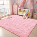 OLANLY Area Rug 4x5.9 ft Pink - Soft Machine Washable Shaggy