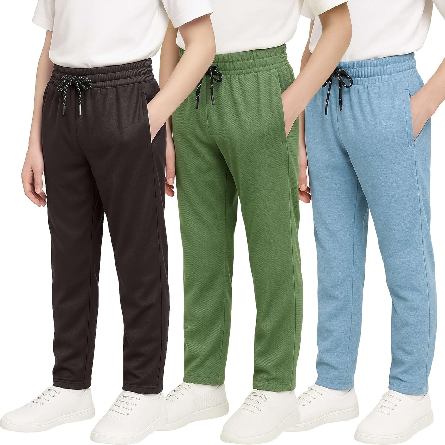 Boys' Mesh Open Bottom Active Sweatpants with Pockets & Drawstring
