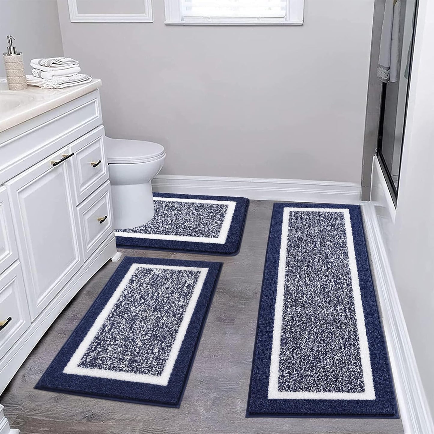 Pauwer 3 Piece Bath Mat Set - Ultra Soft Non-Slip Rugs