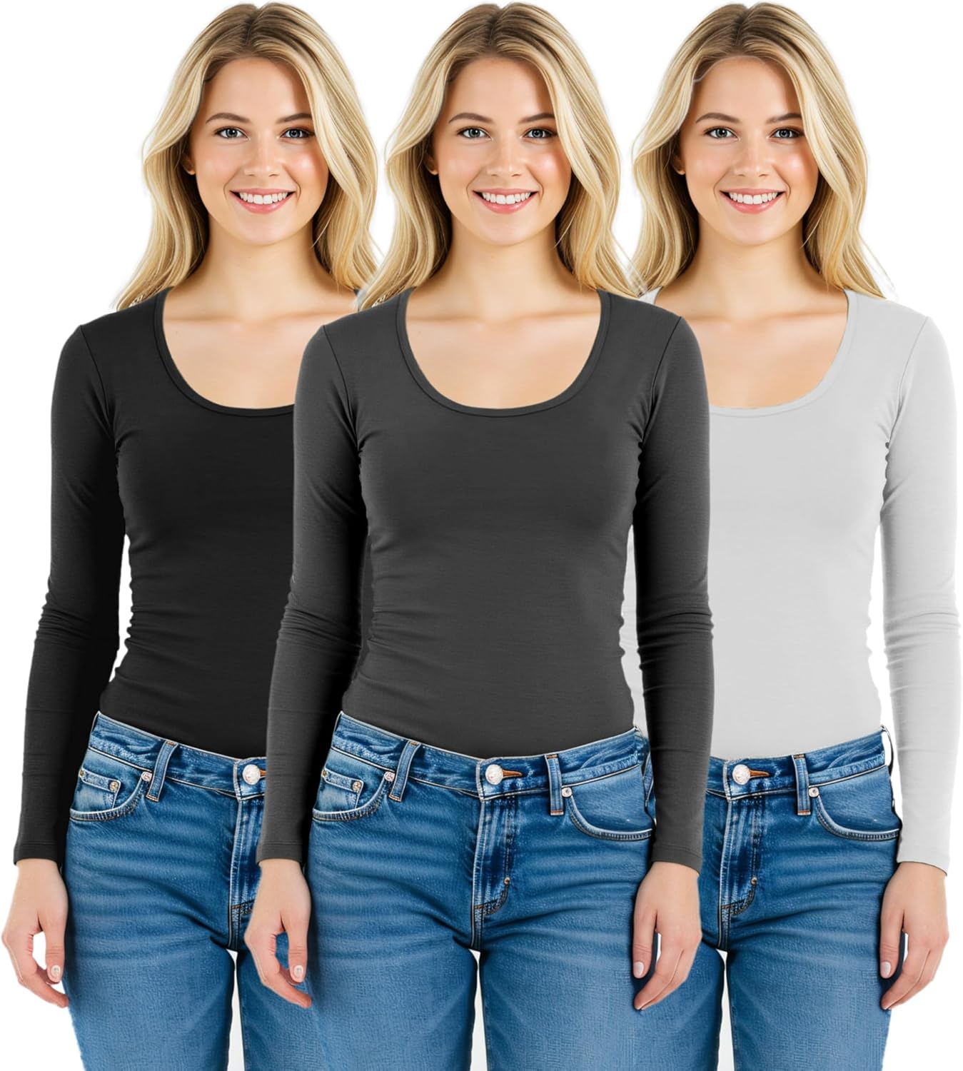 Emmalise Women's Basic Athletic Fit Long Sleeve Tee for Comfort