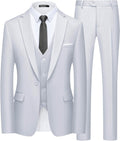 WULFUL Mens Slim Fit Suit One Button 3-Piece - Modern Slim Tailored Be
