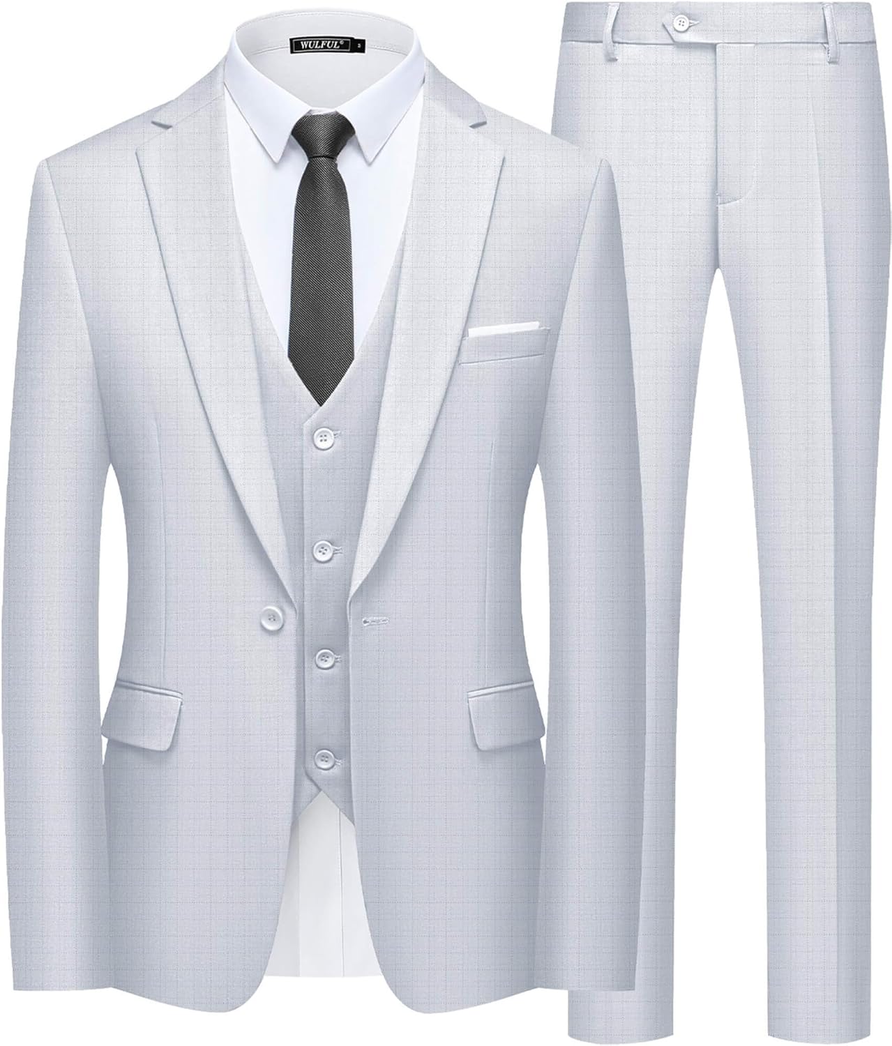 WULFUL Mens Slim Fit Suit for Business and Wedding Events