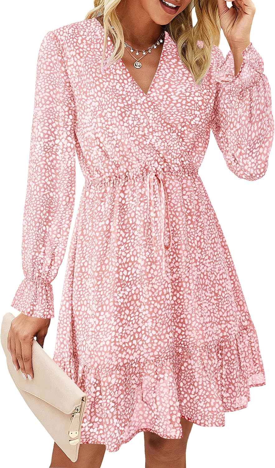 KIRUNDO Women Casual Summer Fall Dresses with Floral Design