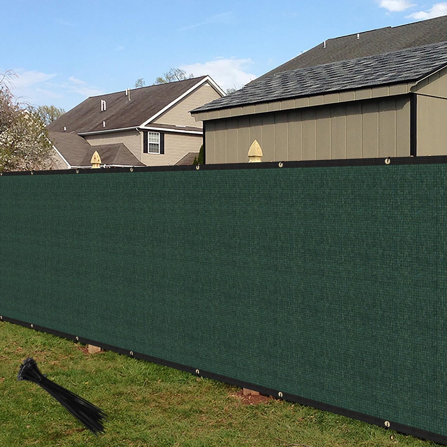 Privacy Fence Screen 90% UV Blockage, Copper Grommets, Green