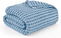 Cooling Cotton Waffle King Size Blanket Teal Blue - Lightweight Bamboo