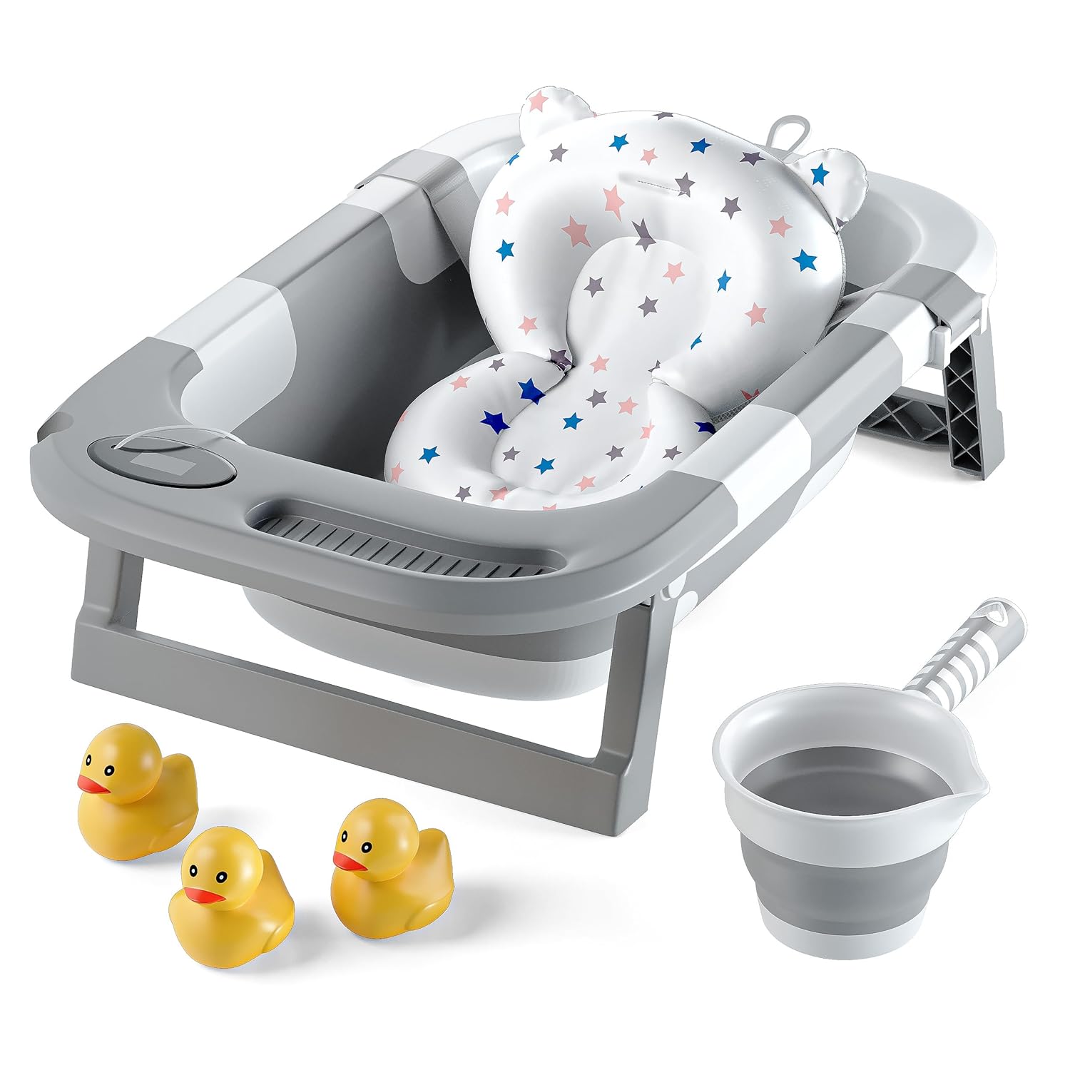 Collapsible Baby Bathtub for Infants & Newborns with Thermometer