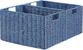Wicker Storage Basket Set of 2 in Edgewood Blue - Foldable