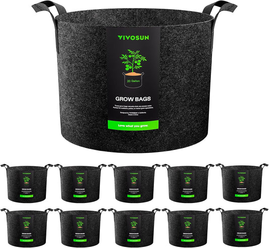 VIVOSUN 10-Pack 20 Gallon Grow Bags for Gardening and Planting