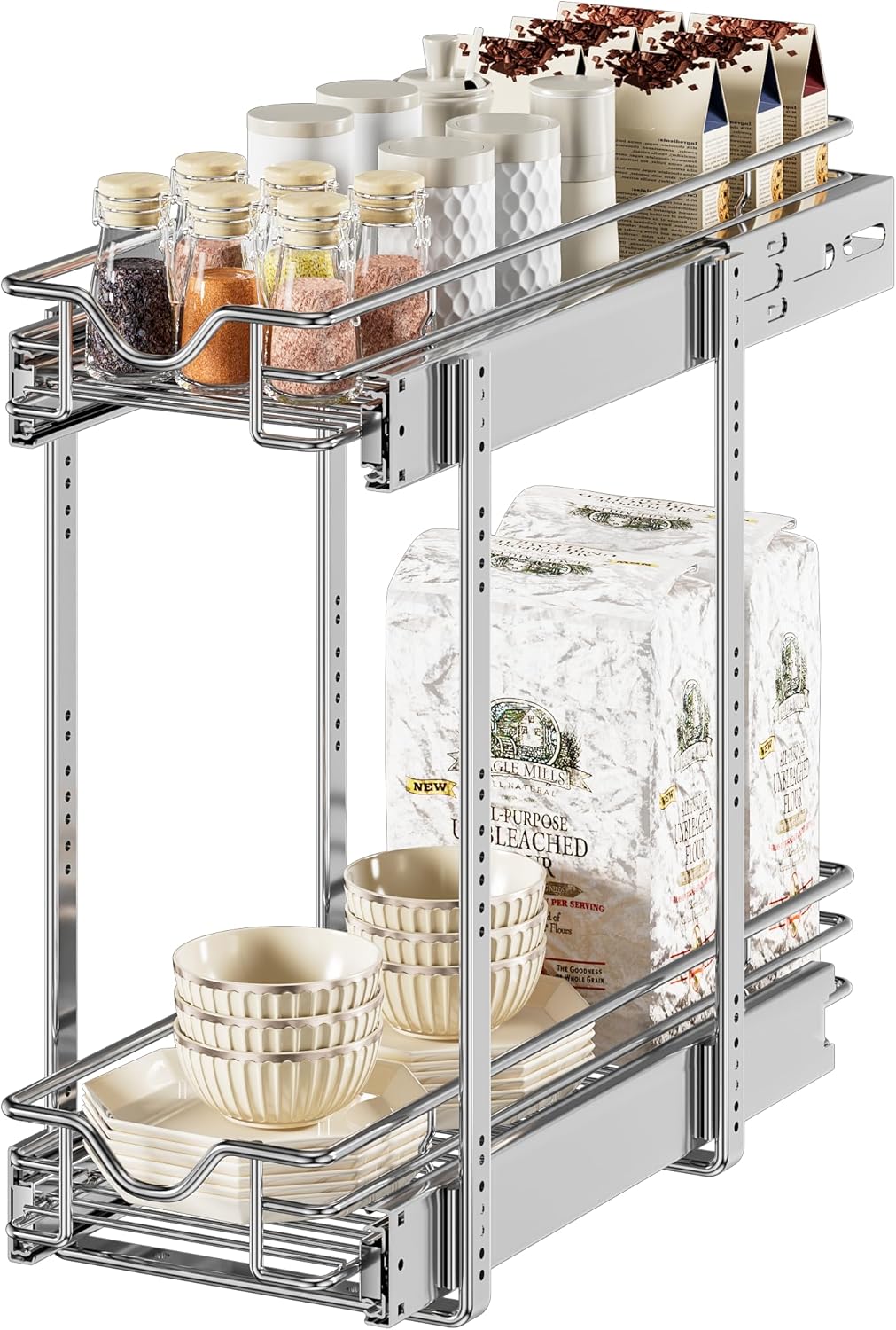 DINDON Pull Out Cabinet Organizer for Kitchen Cabinets - 2 Tier