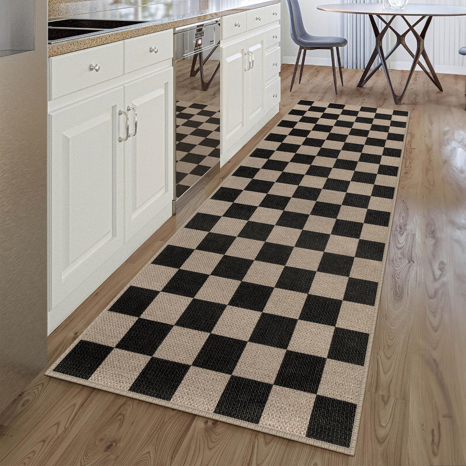 Easy Jute Checkered Runner Rug for Hallway and Kitchen Use