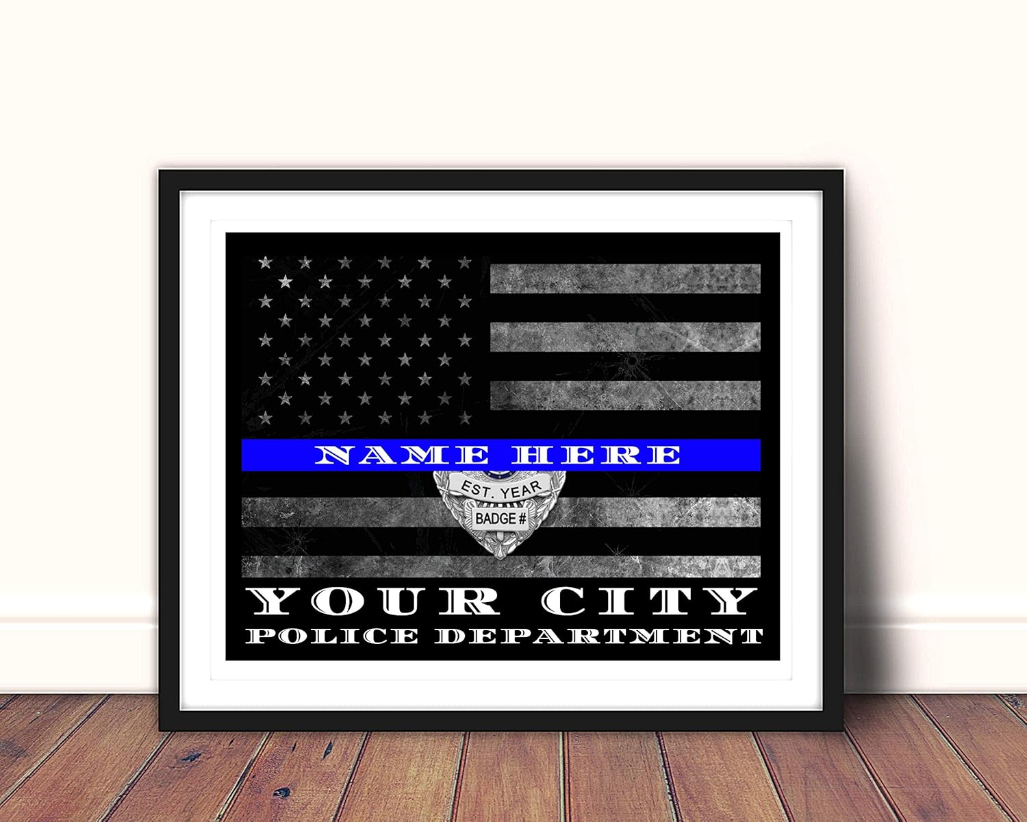 Thin Blue Line Police Gift - Personalized Framed Keepsake