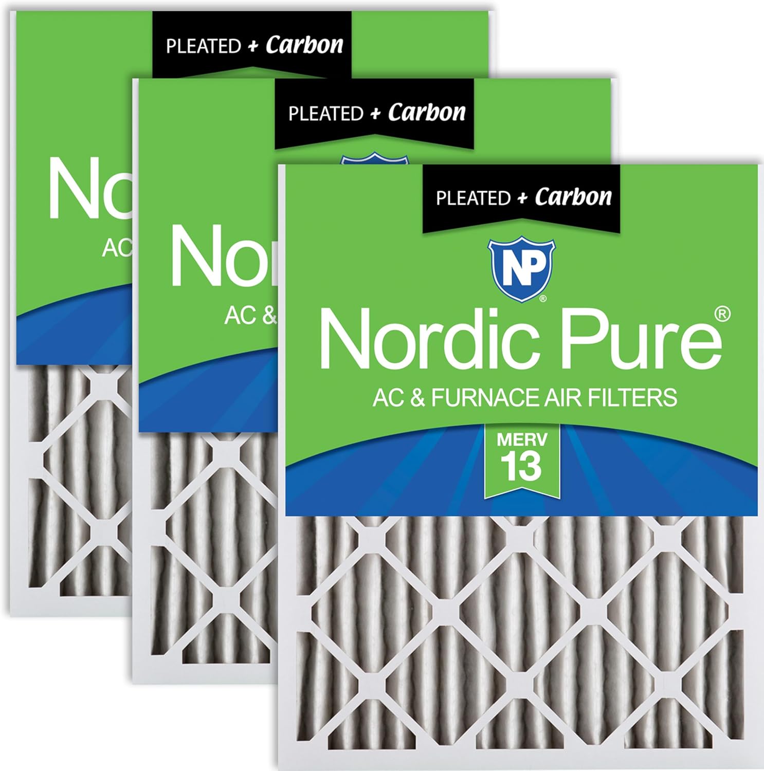 Nordic Pure 20x25x2 Pleated Air Filters with Carbon for Odor Control