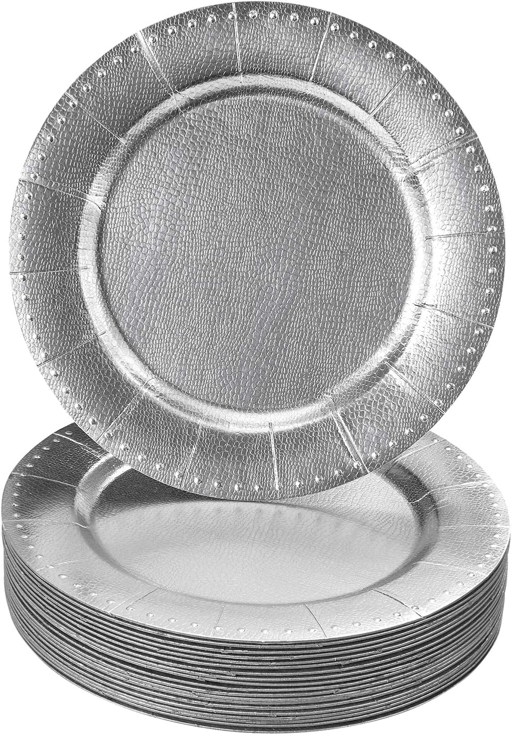 Silver Spoons Disposable Charger Plates - 10pc Set, Elegant Fine Dining for Parties