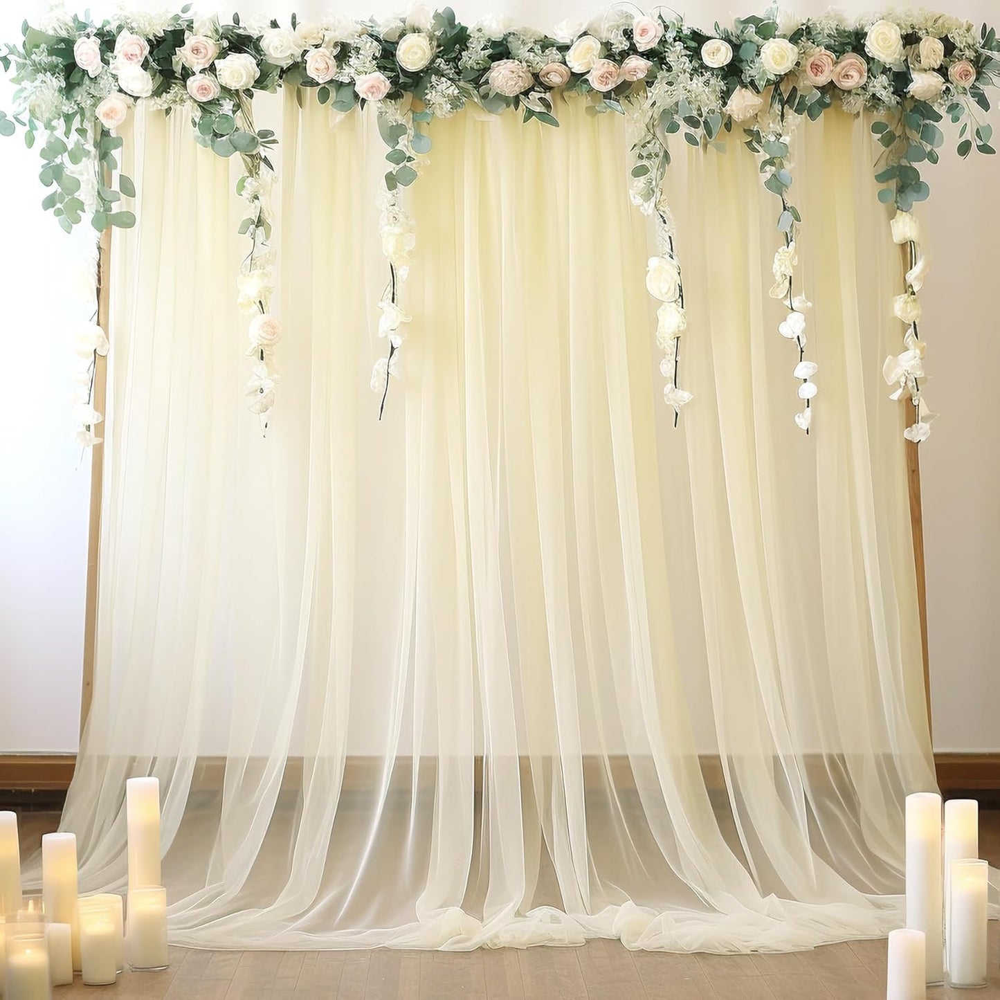 Champagne Sheer Tulle Backdrop: Wrinkle-Free Elegance!