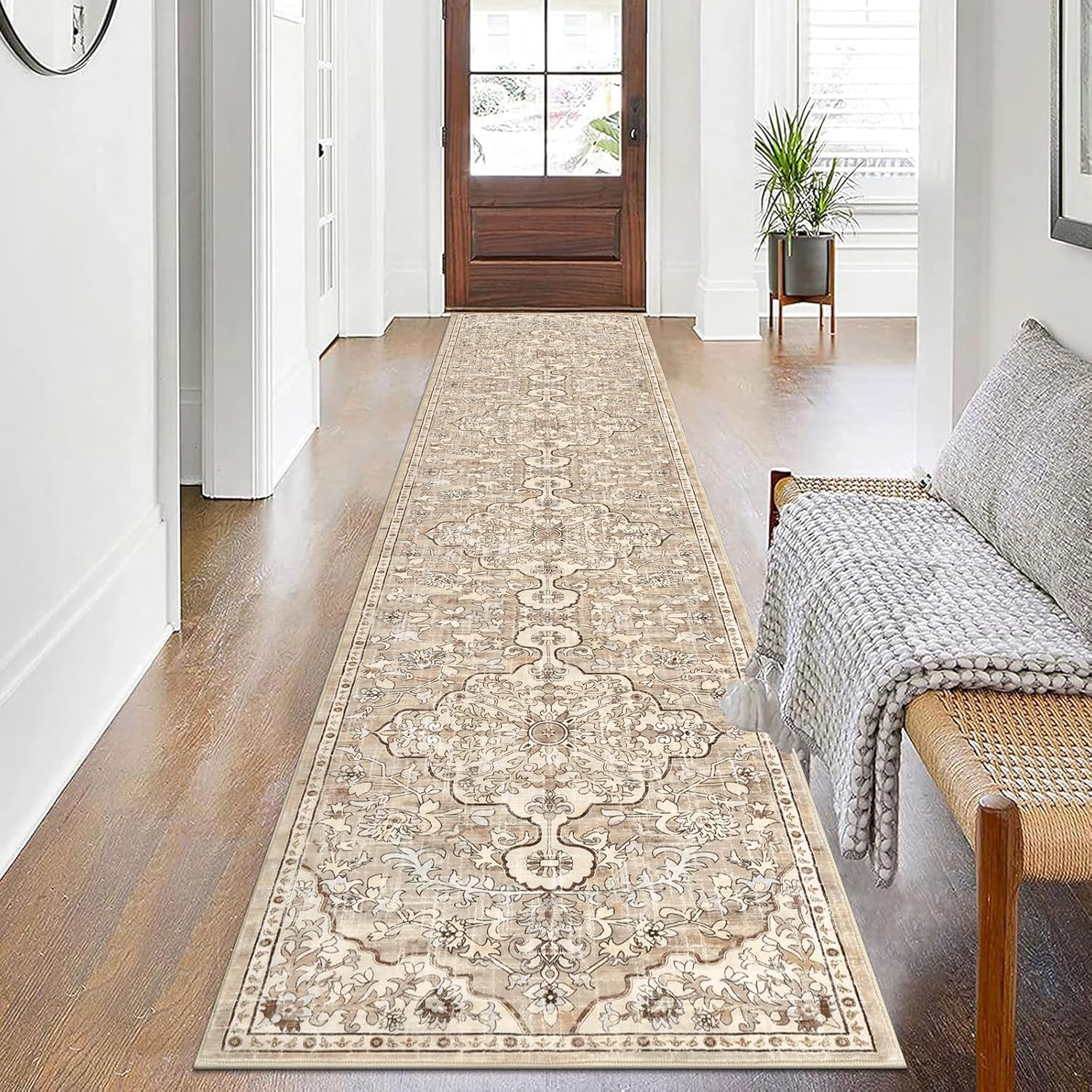 Pauwer Boho Hallway Runner Rug 2x10 Washable Non Slip Vintage