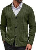 Cardigan Sweater Cable Knit V Neck Button Up - Warm Everyday Layer