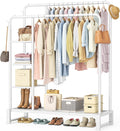 Double Rods Clothes Rack with 4 Tier Shelves - Heavy Duty Organizer
