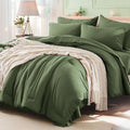 Full Comforter Set 7 Pieces Olive Green Bed in a Bag - All Season