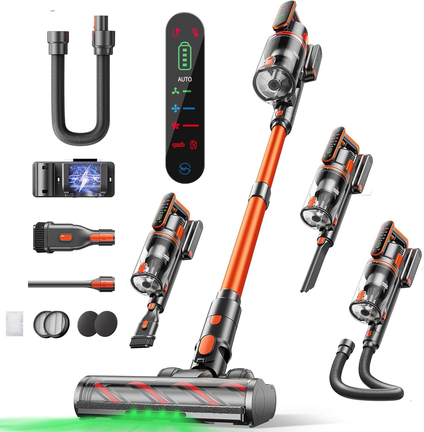 Fieety Cordless Vacuum Cleaner with 600W Power and 65Min Runtime