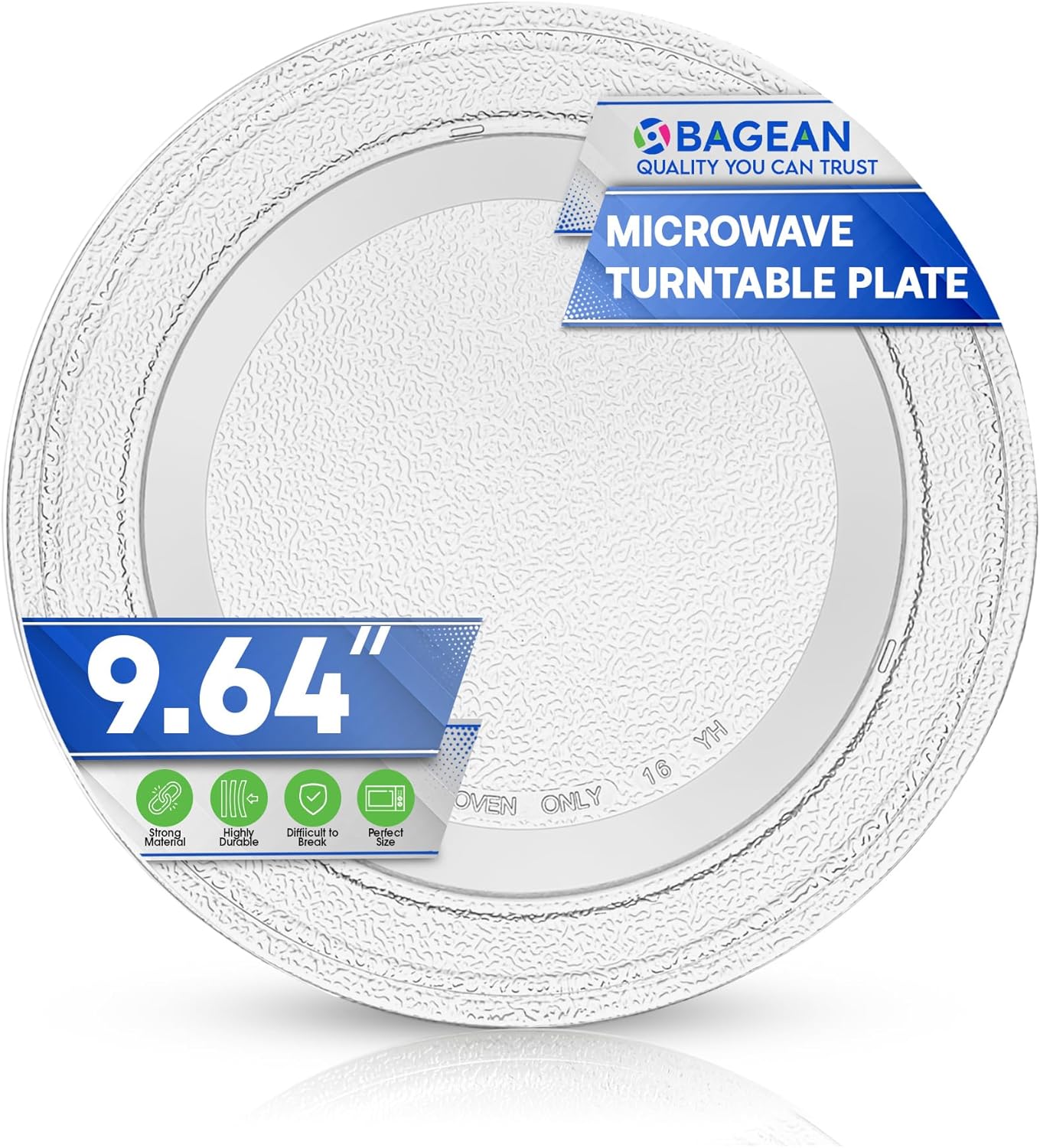 Bagean 9.6 Inch Microwave Glass Plate - Rotating Dish for Improved Cooking