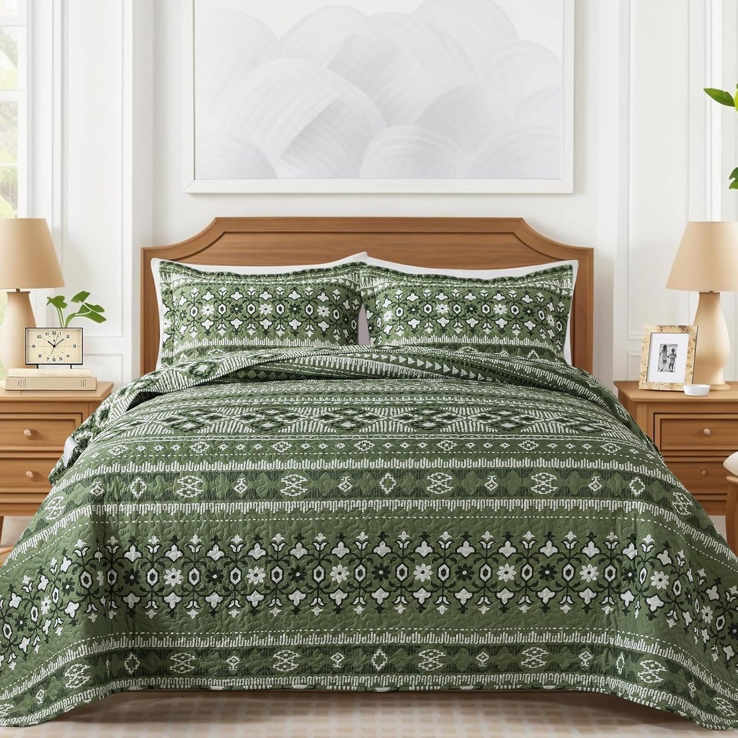 VAPUTAR Reversible Quilt Bedding Set - Lightweight Boho Style