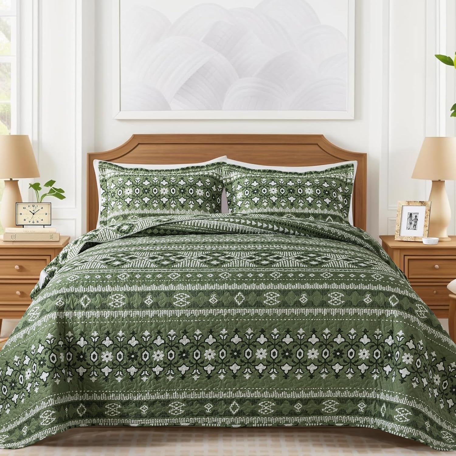 VAPUTAR Reversible Quilt Bedding Set - Lightweight Boho Style