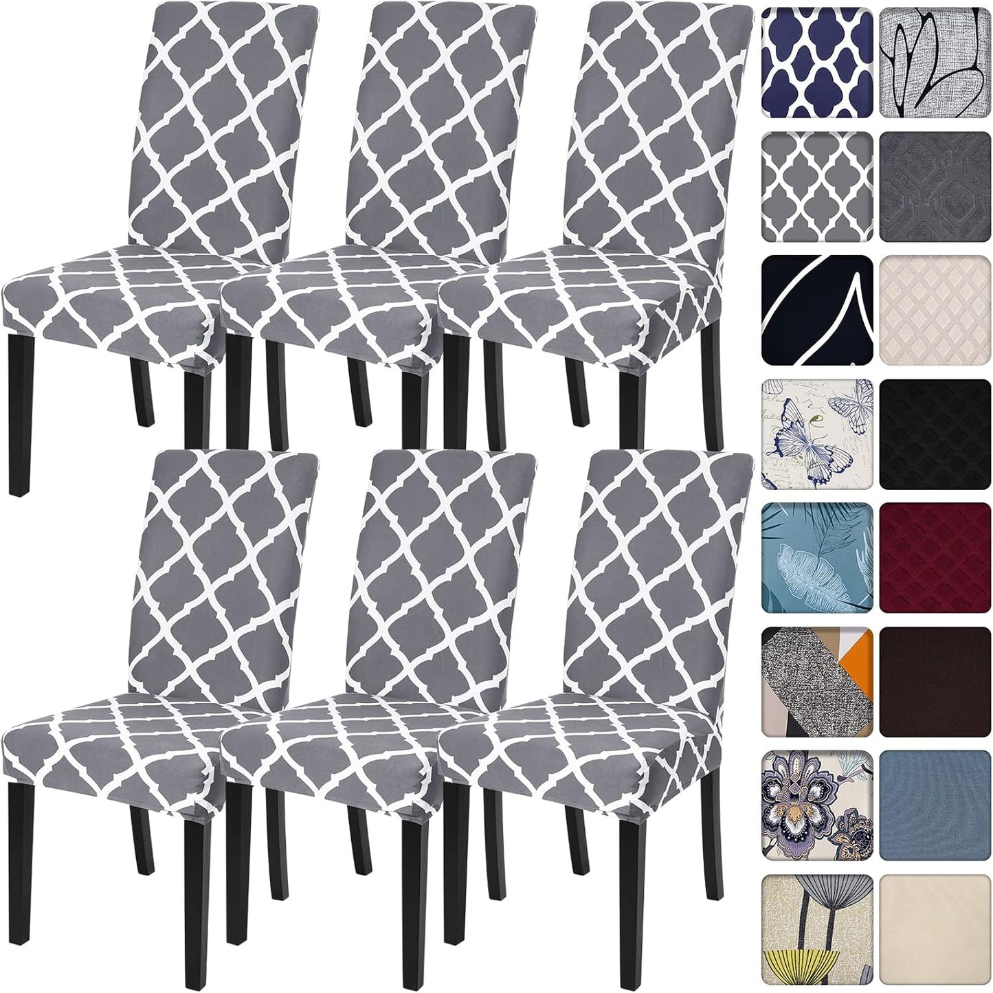Stretch Spandex Dining Room Chair Covers Set of 6 for Protection