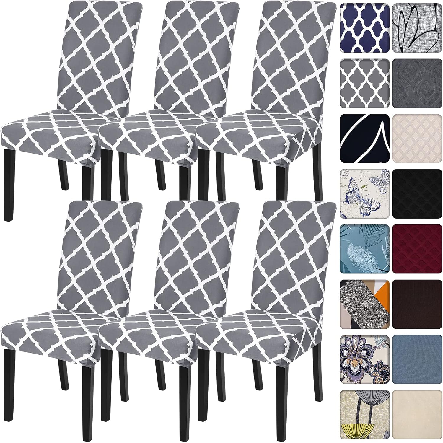 Stretch Spandex Dining Room Chair Covers Set of 6 for Protection
