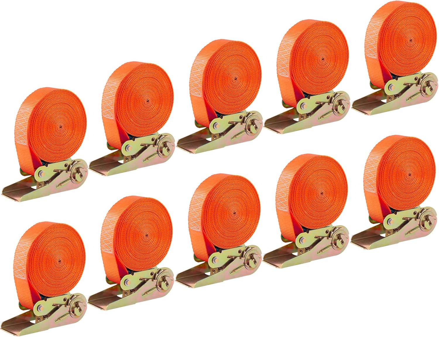 Heavy Duty 10 Pack 1in x 20ft Ratchet Straps for Secure Transport