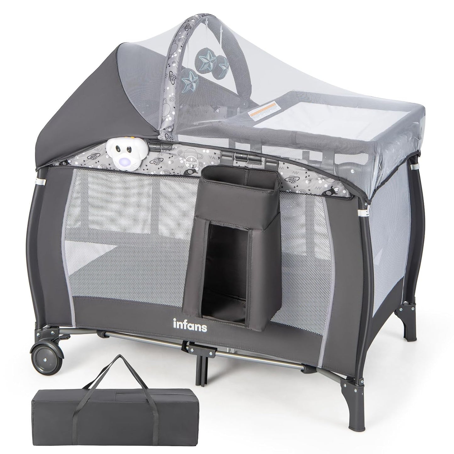 INFANS 4 in 1 Pack and Play: Portable Baby Playard with Bassinet